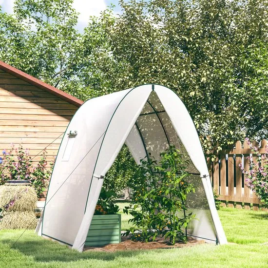 4goodz Boogvormige Foliekas met 2 Roldeuren - 180x180x200 cm - Wit