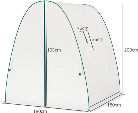 4goodz Boogvormige Foliekas met 2 Roldeuren - 180x180x200 cm - Wit