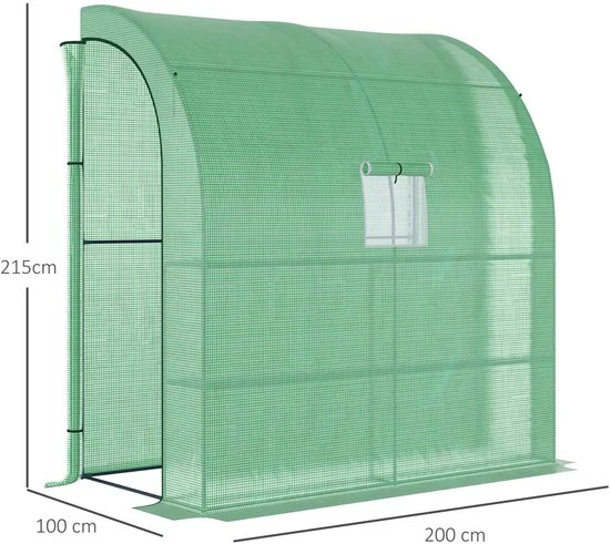 4goodz Kunststof Foliekas Muurbevestiging 200x100x215 cm - Groen