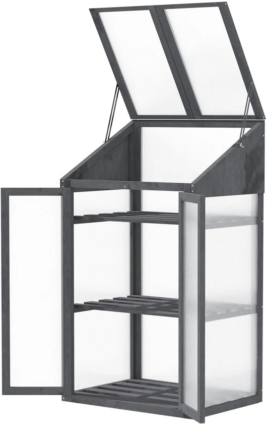 4goodz Mini Kas van Hout, 70 x 50 x 120 cm, Grijs