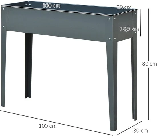 4goodz Plantenbak Hoog Staal - Verhoogd 100x30x80cm - Antraciet