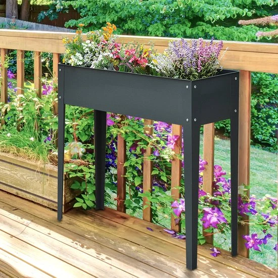 4goodz Plantenbak Hoog Staal - Verhoogd 100x30x80cm - Antraciet