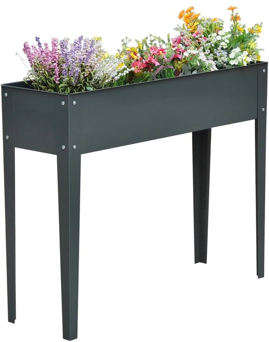 4goodz Plantenbak Hoog Staal - Verhoogd 100x30x80cm - Antraciet