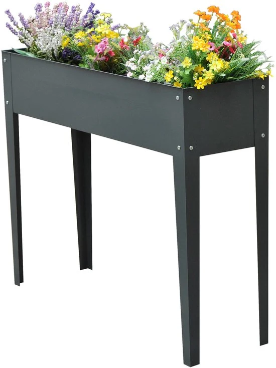 4goodz Plantenbak Hoog Staal - Verhoogd 100x30x80cm - Antraciet