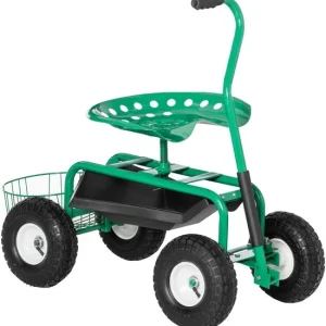 4goodz Tuinwagen met zitting, opbergmand voor tuingereedschap, verstelbare zithoogte 46-59 cm - tot 150 kg