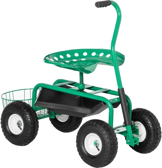 4goodz Tuinwagen met zitting, opbergmand voor tuingereedschap, verstelbare zithoogte 46-59 cm - tot 150 kg