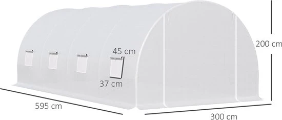 4goodz Tunnelkas - Foliekas Kweekkas 595x300x200 cm - Wit