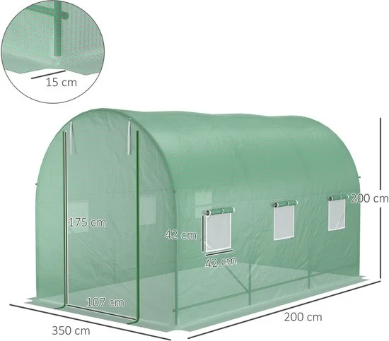 4goodz Tunnelserre Foliekas met Gaasplastic 350x200 cm