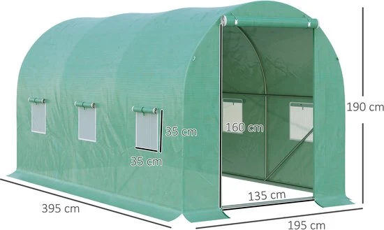 4goodz Tunnelserre Kweekkas 395x195x190 cm - Foliekas met Raam