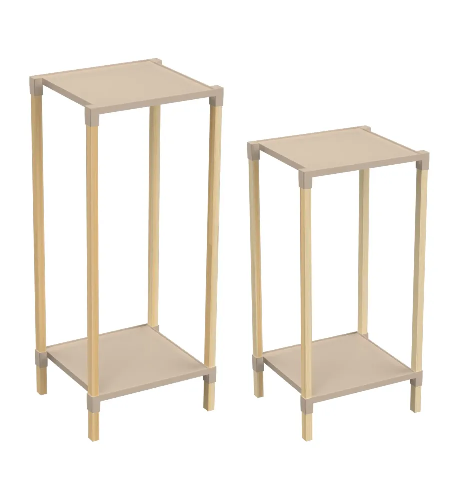 FixWood 2-Tier Plantenstandaard – Set van 2 Bloemenrekken – Houten Bloemenstandaard voor Binnen & Buiten – Decoratieve Pla...