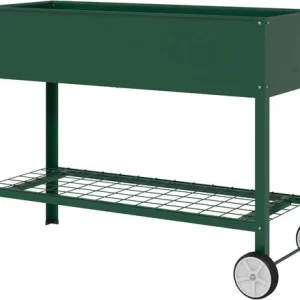 Verhoogd Kweekbed met Wielen Plantenbak Metaal - Groen