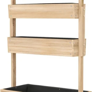 Verhoogde Plantenbak Hout - 4-laags Plantenrek met Drainage - 88,5 x 45 x 140 cm