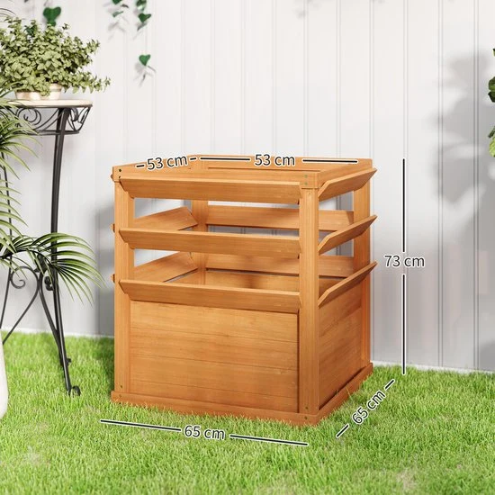 Verhoogde plantenbak hout 65 x 65 x 73 cm - Bruin