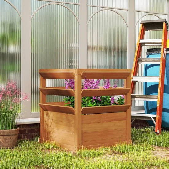 Verhoogde plantenbak hout 65 x 65 x 73 cm - Bruin