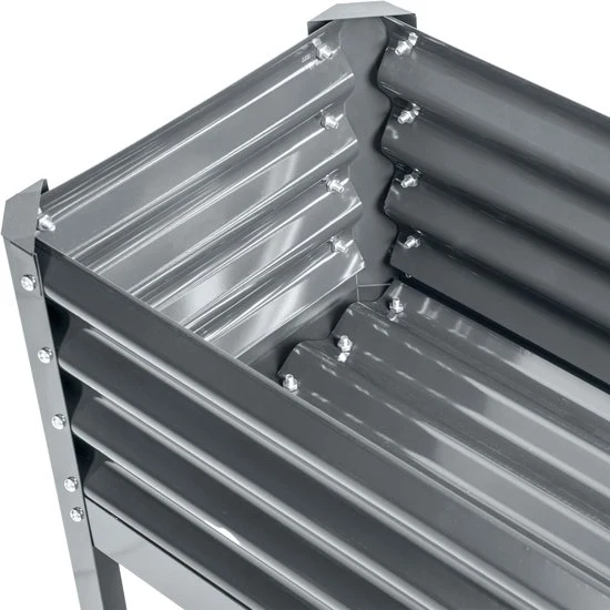 Verhoogde Plantenbak Weerbestendig 100 cm x 45 cm x 80 cm - zilver