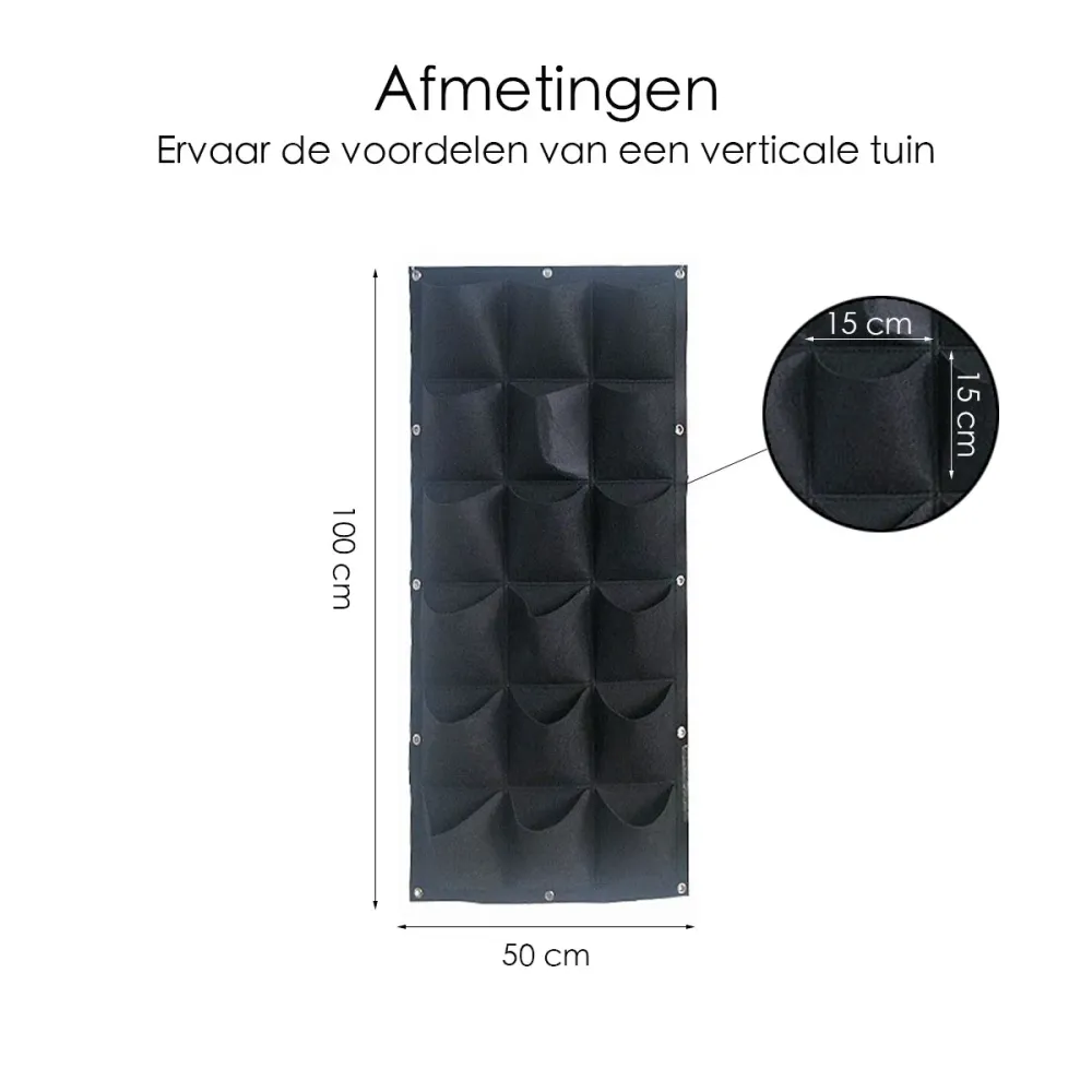 Verticale Tuin - Hangende Plantenzak - 18 Ruime Vakken Planten - 100 cm x 50 cm