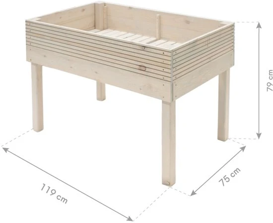 Westmann Frieda Houten Plantenbak op poten 75x119x79 cm - Lichtgrijs