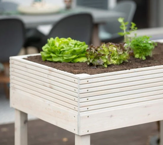 Westmann Frieda Houten Plantenbak op poten 75x119x79 cm - Lichtgrijs