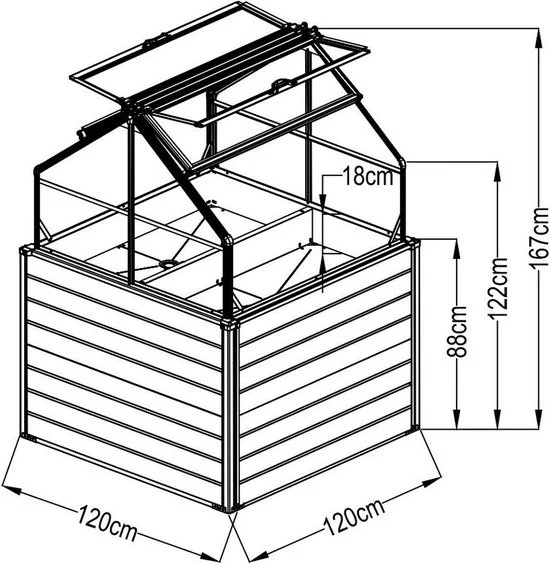Westmann - SUP003 - Plantenbak - Bloembak - Tuin Hochbeed - 120 x 120 x 169 cm