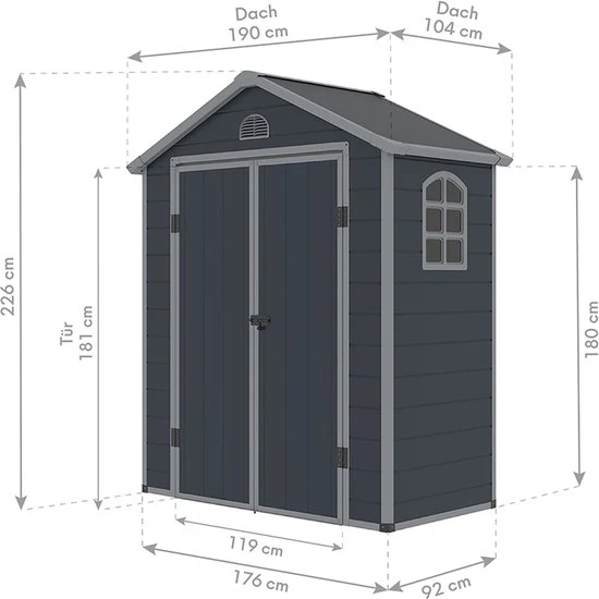 Westmann Universo M - Kunststof Tuinkast Gereedschapsschuur - 192x190x226 cm