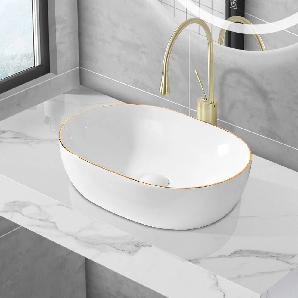 Actueel Vessel Lavatory Sink Porcelain Oval Shut-Off Valve Included Vessel 12l