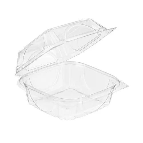 Inline Plastics 5x5 Square Perimeter Seal Bakery Clamshell Container - #VF8060