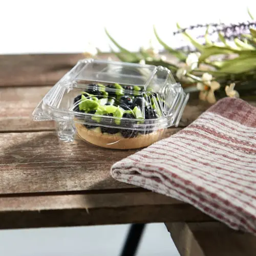 Inline Plastics 5x5 Square Perimeter Seal Bakery Clamshell Container - #VF8060
