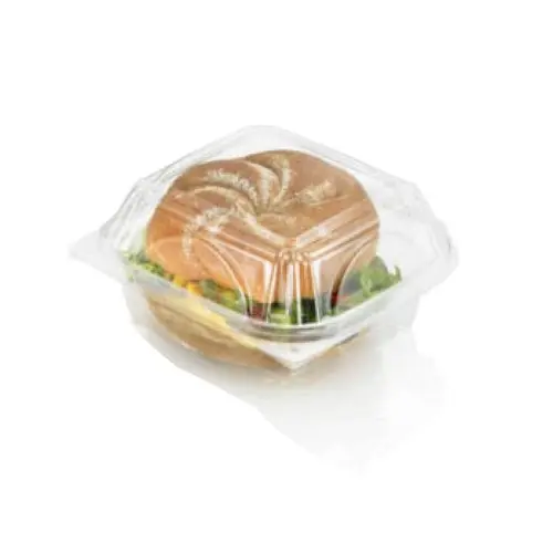 Inline Plastics 5x5 Square Perimeter Seal Bakery Clamshell Container - #VF8060