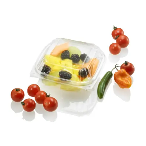 Inline Plastics 5x5 Square Perimeter Seal Bakery Clamshell Container - #VF8060