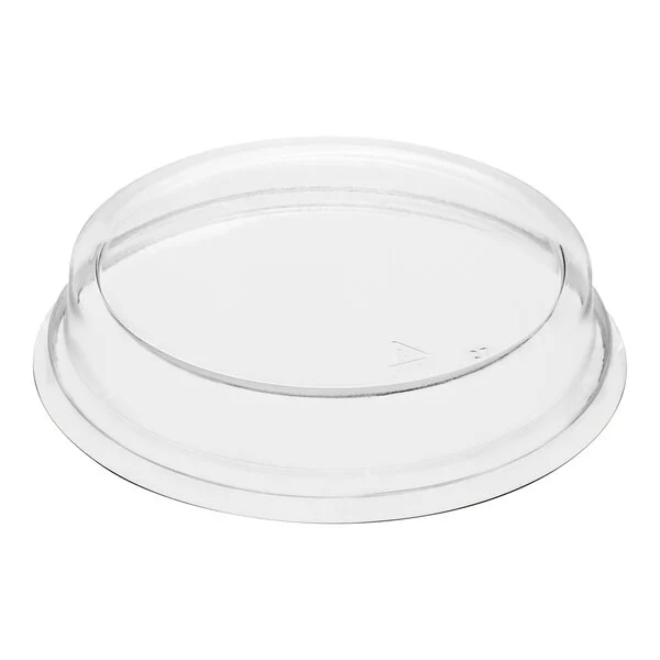 8 oz. Round Ovenveilig Paperboard Baking Cup Clear PET Dome Lid - #13810-00117