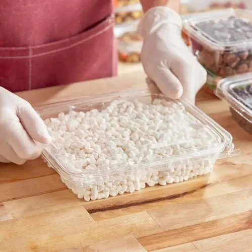 Safe-T-Fresh 7x6 Rectangular Tamper Evident & Tamper Resistant 35 oz. Glashelder Deli Containers - #TS35