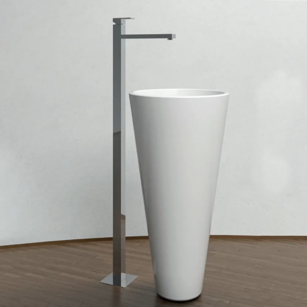 Single-lever freestanding washbasin mixer RubiFlux Rose series - Metaalglans