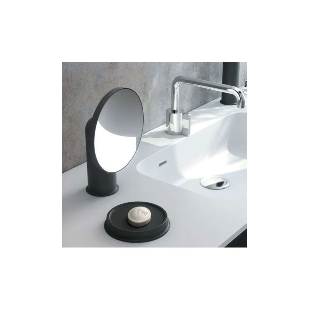 Steel countertop soap dish from 'Geyser' collection Cosmic - Satijnstof black