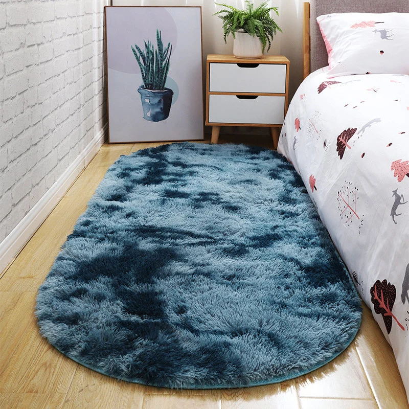 Casual tie-dye tapijt, meerkleurig pluche tapijt, machinewasbaar, antislip, vlekbestendig tapijt voor slaapkamer met rits