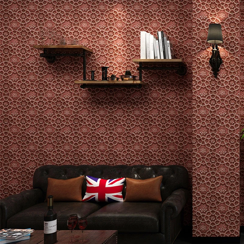 Interlocking Circles Wallpaper Roll Dark Color Cyberpunk Wall Art Bedroom, Moisture Resistant 40x40 cm Dark