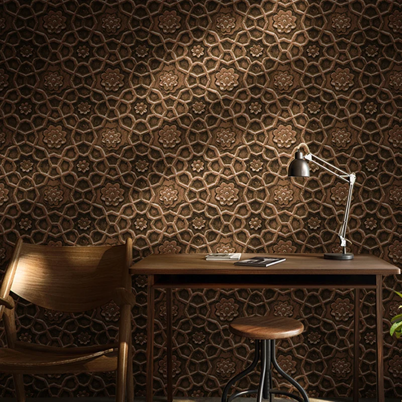 Interlocking Circles Wallpaper Roll Dark Color Cyberpunk Wall Art Bedroom, Moisture Resistant - Met Ritssluiting Dark