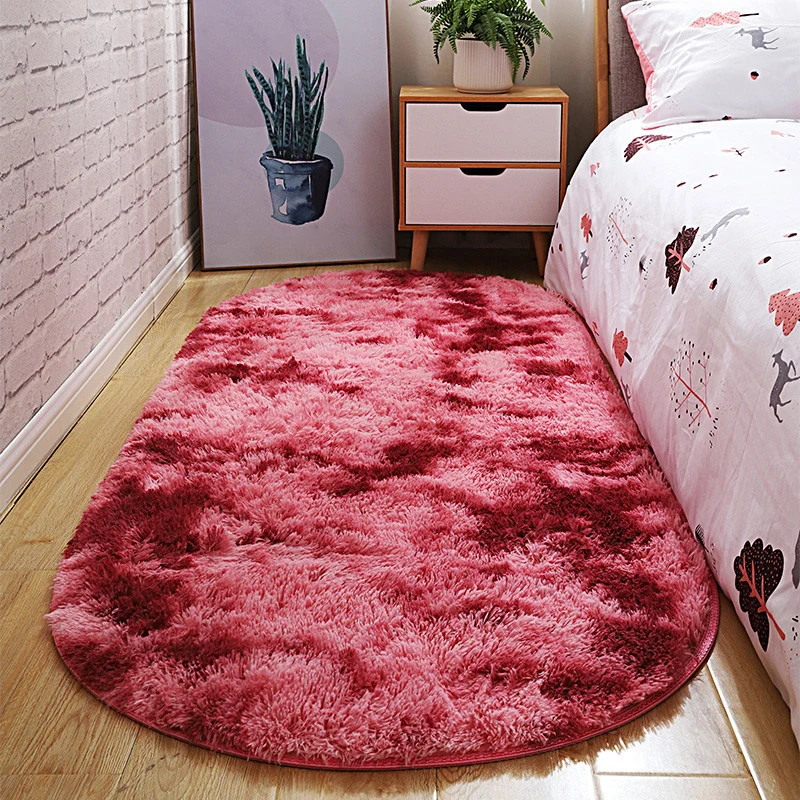Kant Casual tie-dye tapijt, meerkleurig pluche tapijt, machinewasbaar, antislip, vlekbestendig tapijt voor slaapkamer
