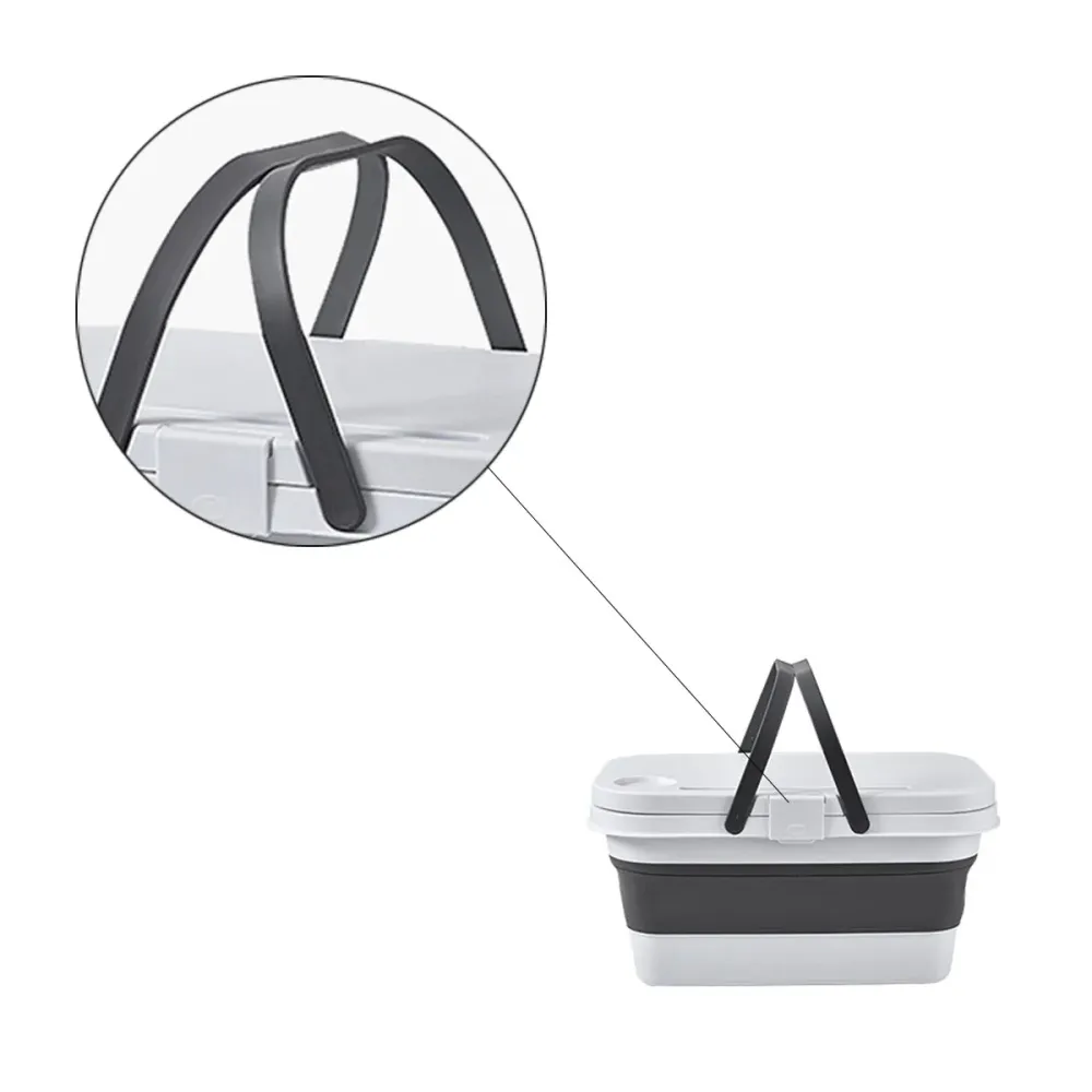 Picknickmand 2-1 - Wit & Grijs - Inklapbaar - Picknickmand met Tafel