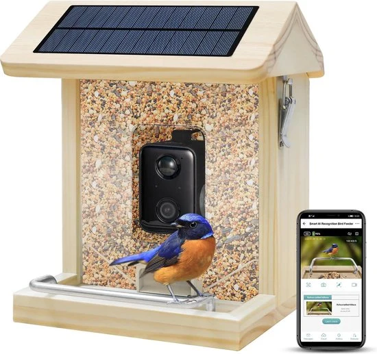 Viervoeter - Vogelvoederhuisje - Vogelhuisje met Camera - AI vogelherkenning - 1080 HD - Audio