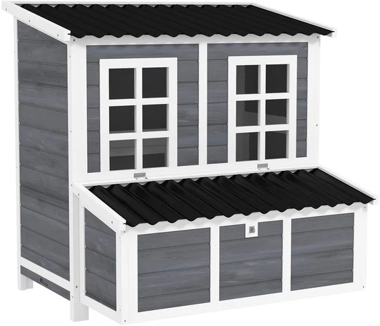 Kippen Legnest voor 4-6 Kippen - Waterdicht Dak - 100x86x100cm - grijs