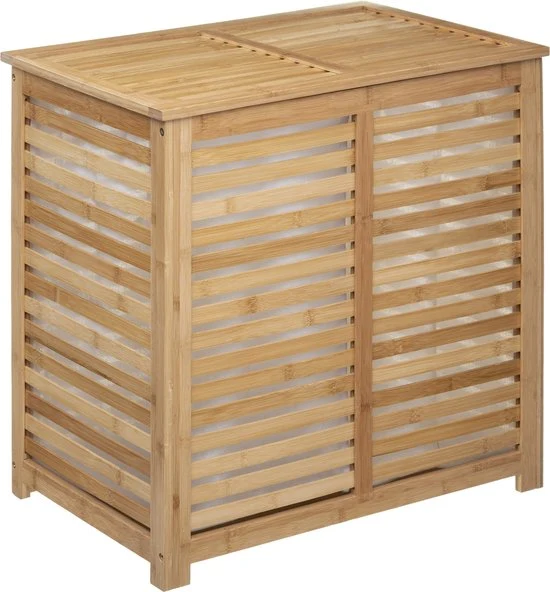 5Five® Sicela Bamboe Wasmand met 2 vakken - 110 liter - Bruin