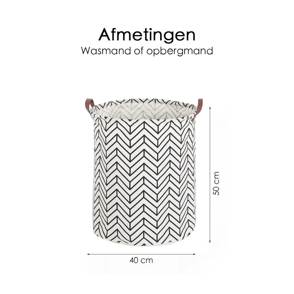 Wasmand - Opbergzak - 60L - Waterproof - Zwart-wit