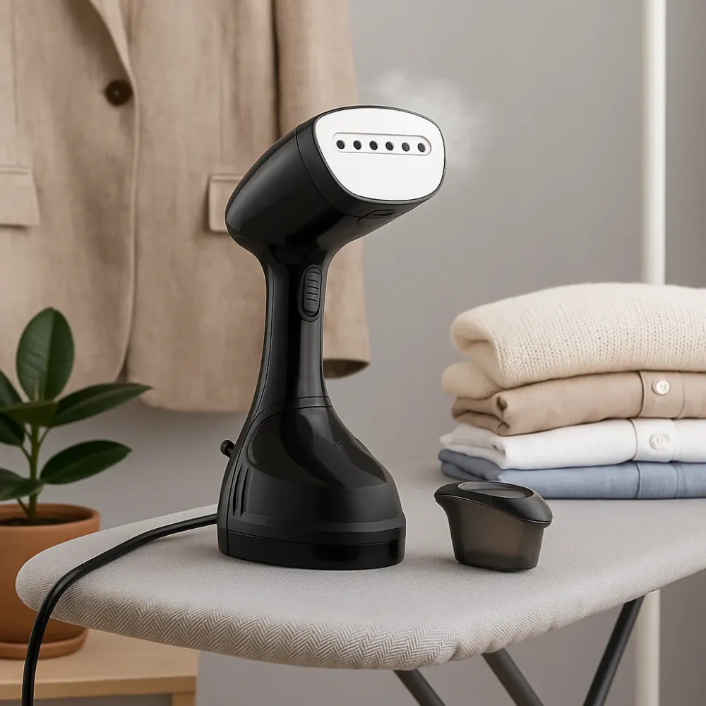 Kledingstomer – 1600W – Handstomer voor kleding – Snelle opwarming – Inclusief borstelopzetstuk & maatbeker – Zwart