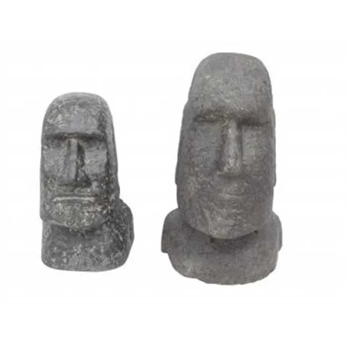 MOAI HOOFD - 12 X 10 X 20 CM STEENGEGOTEN HANDGEMAAKT & KLEUR Aquigarden