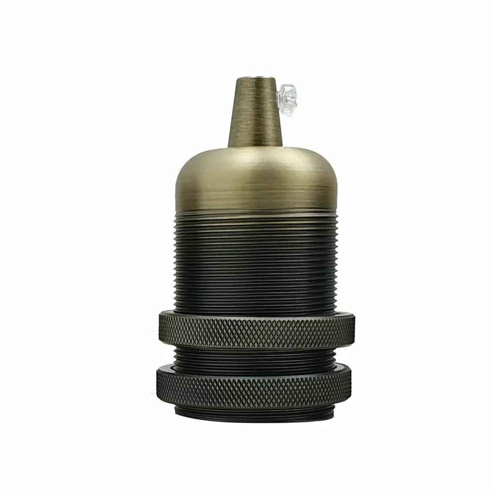 Gladde houder met ring, groene messing E27-fitting, keramische houder ~ 2735