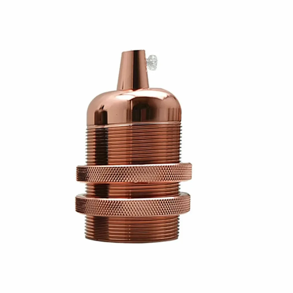 Gladde houder met ring, roségouden E27-fitting, keramische houder ~ 2736