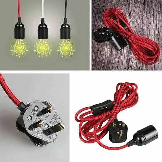 Multi Colours 2m Plug Pendant Set Flexkabel met houder ~3370
