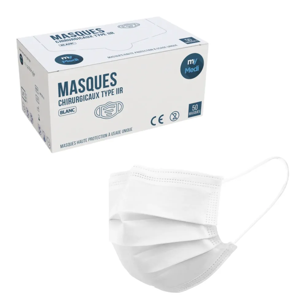 Chirurgisch masker - 3-laags type IIR - EN14683 norm - CE-certificering - Doos met 50 maskers - 3 kleuren - My Médical My...