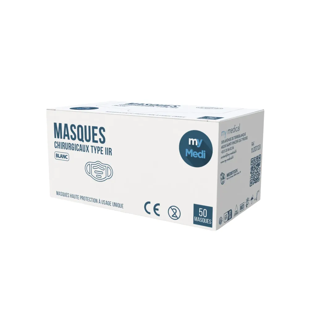 Chirurgisch masker - 3-laags type IIR - EN14683 norm - CE-certificering - Doos met 50 maskers - 3 kleuren - My Médical My...