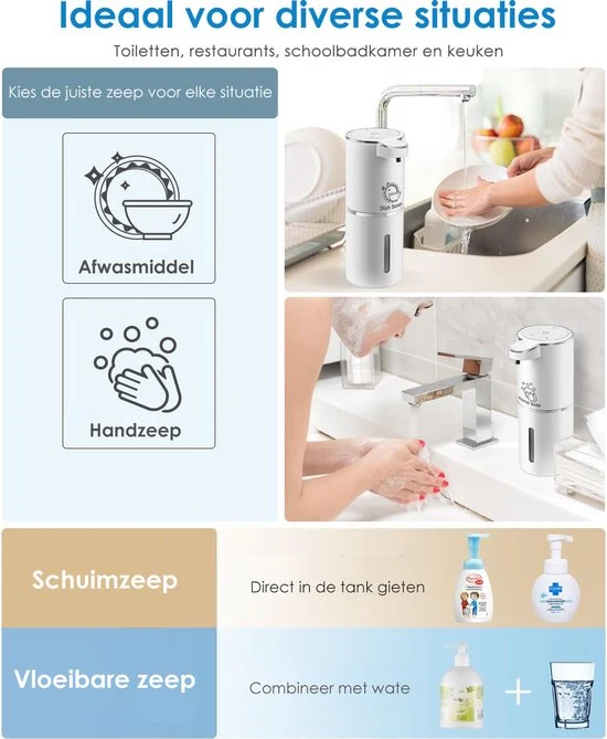 Vesfy Automatische Zeepdispenser met Wandmontage - USB Oplaadbaar - Infrarood Sensor en Foamfunctie - 380ML
